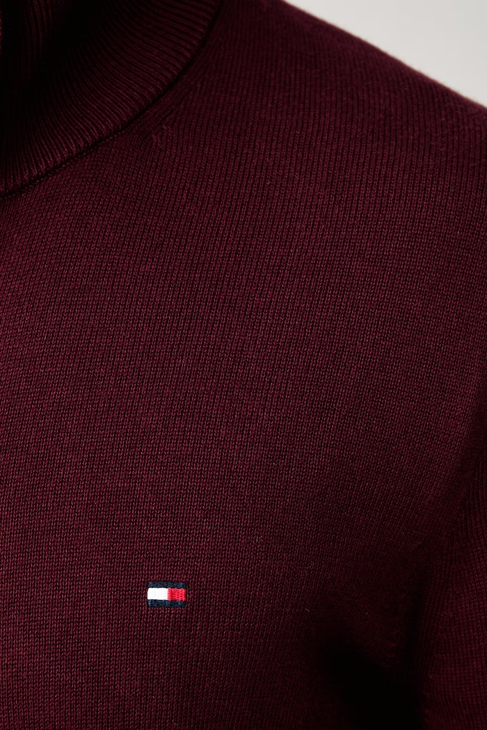 Tommy Hilfiger sweter rozpinany męski z bawełną MW0MW28050 bordowy