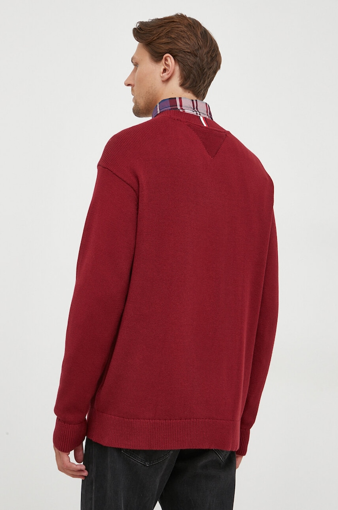 Tommy Hilfiger pulover de bumbac MW0MW33085 burgundia AW23