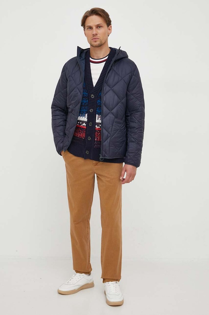 Odzież Tommy Hilfiger kardigan z domieszką wełny MW0MW33088 granatowy