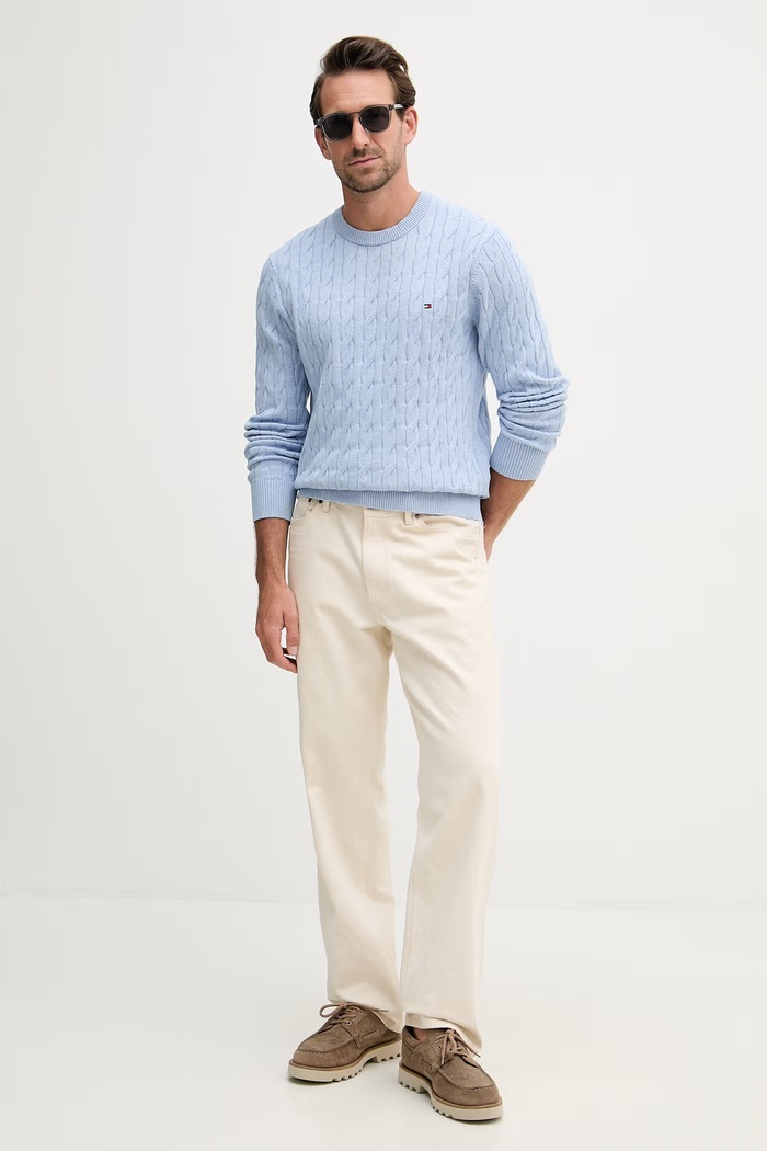 Tommy Hilfiger sweter męski bawełniany MW0MW33132 niebieski SS26