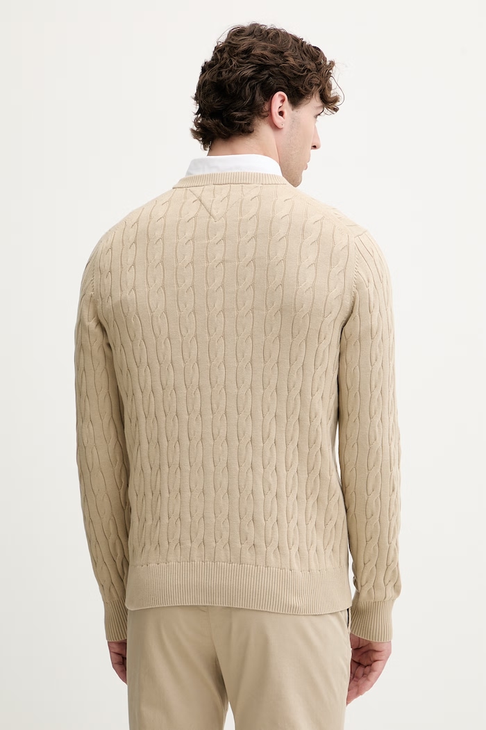Îmbrăcăminte Tommy Hilfiger pulover bărbătesc din bumbac MW0MW33132 bej