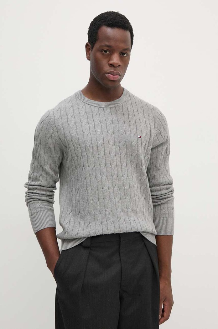Tommy Hilfiger sweter męski bawełniany bawełna szary MW0MW33132