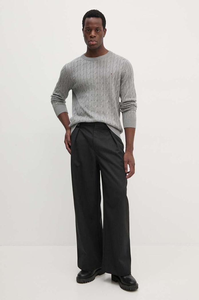 Tommy Hilfiger sweter męski bawełniany MW0MW33132 szary SS26