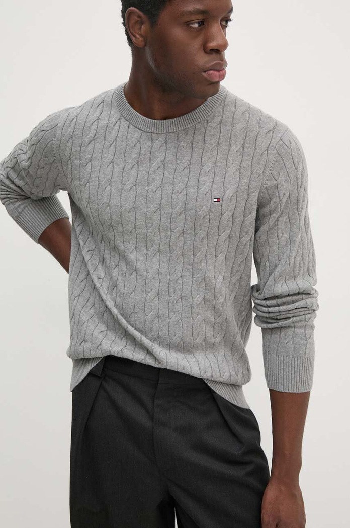 Tommy Hilfiger sweter męski bawełniany szary MW0MW33132