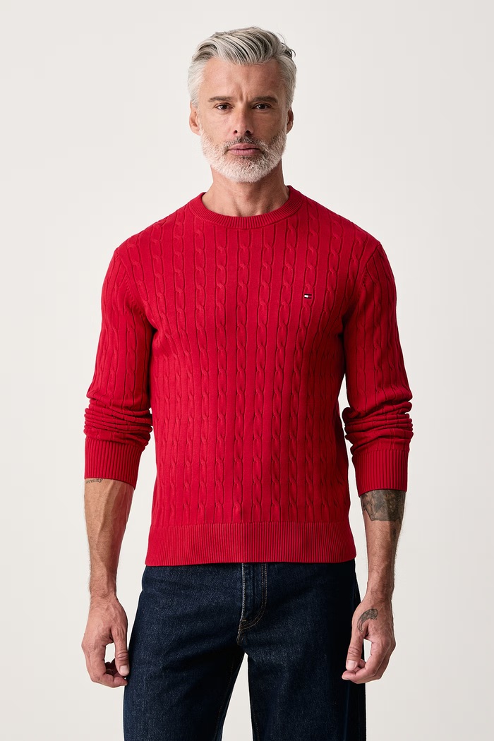 Tommy Hilfiger Sweter męski bawełniany czerwony MW0MW33132