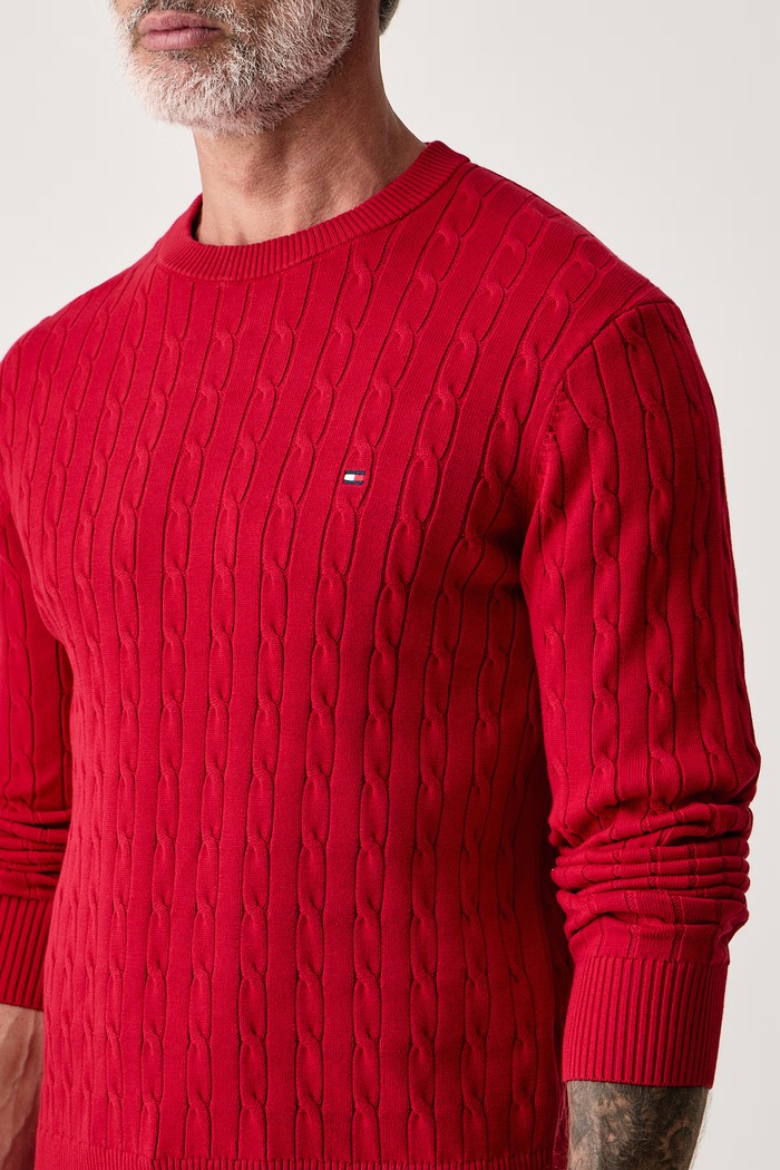 Sweter męski bawełniany Tommy Hilfiger MW0MW33132 czerwony