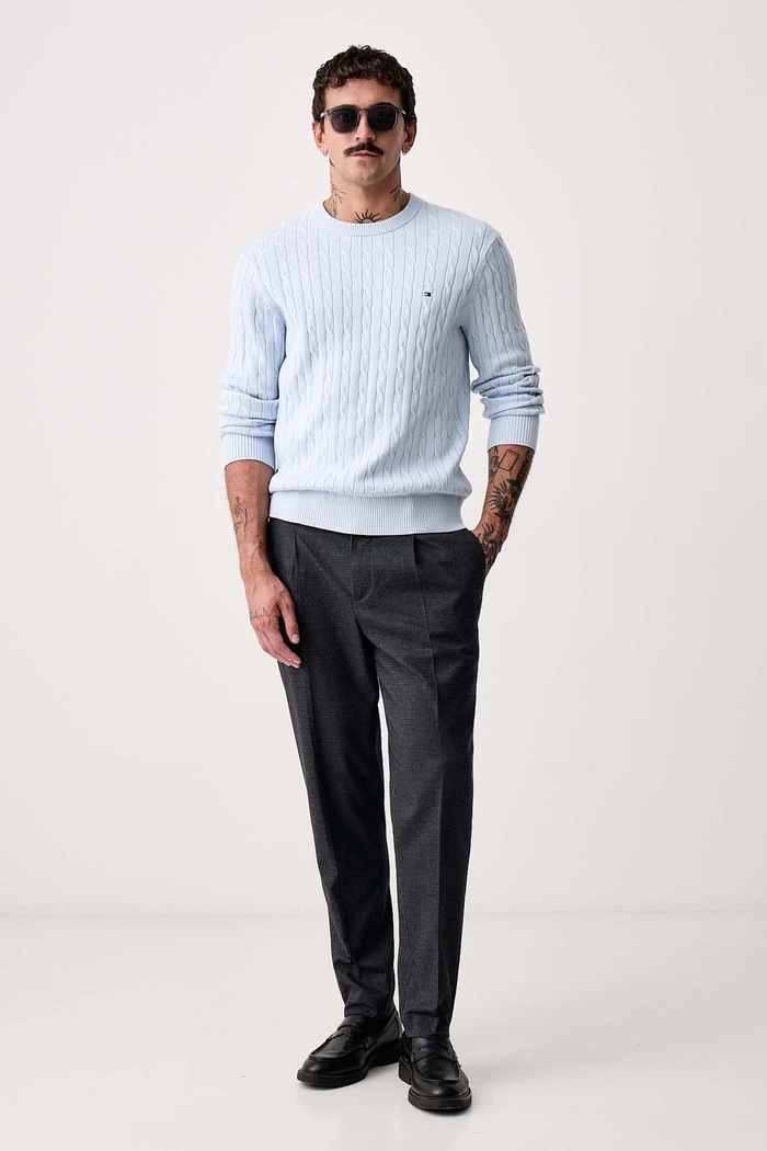 Tommy Hilfiger Sweter męski bawełniany MW0MW33132 niebieski SS26