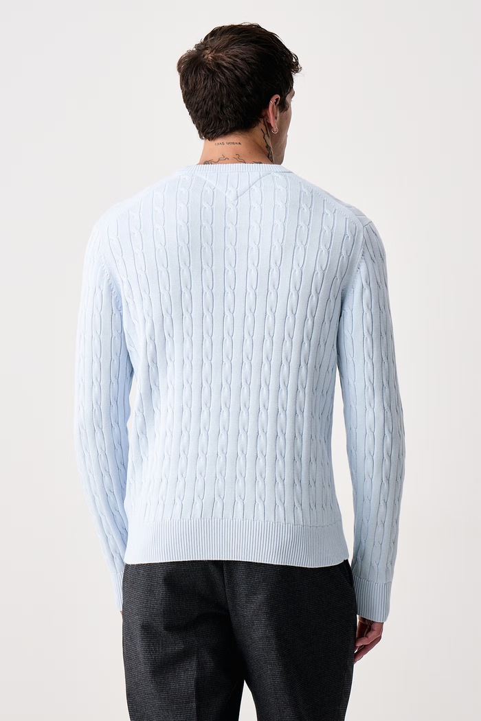Odzież Tommy Hilfiger Sweter męski bawełniany MW0MW33132 niebieski