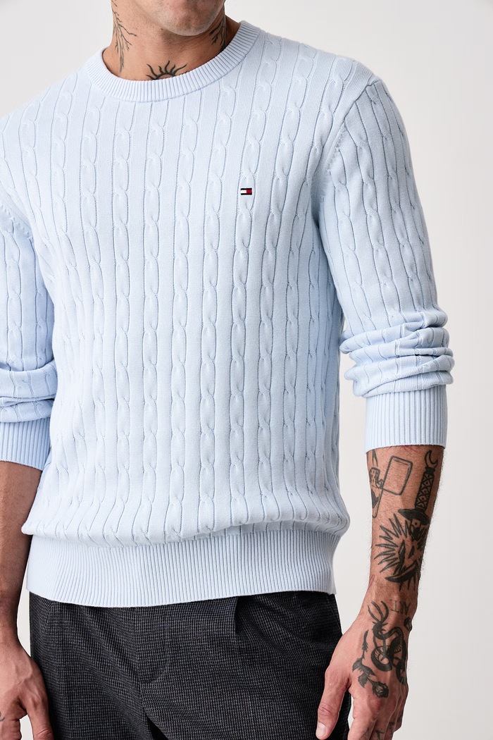 Sweter męski bawełniany Tommy Hilfiger MW0MW33132 niebieski