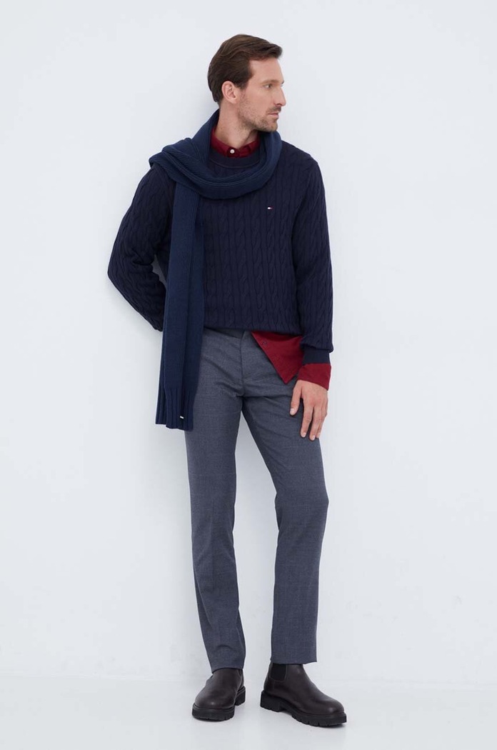 Tommy Hilfiger sveter pánsky bavlnený MW0MW33132 tmavomodrá SS26