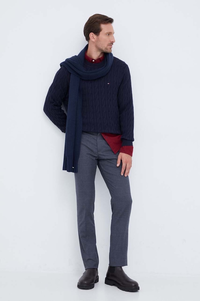 Tommy Hilfiger sveter pánsky bavlnený MW0MW33132 tmavomodrá SS26