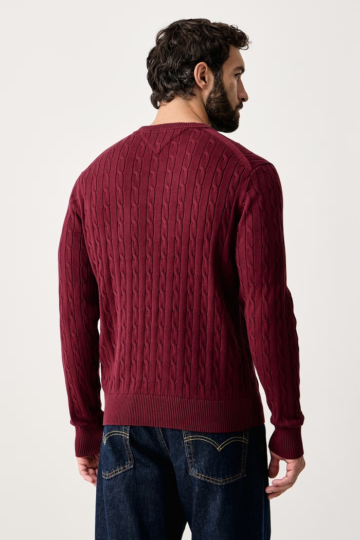 Odzież Tommy Hilfiger Sweter męski bawełniany MW0MW33132 bordowy