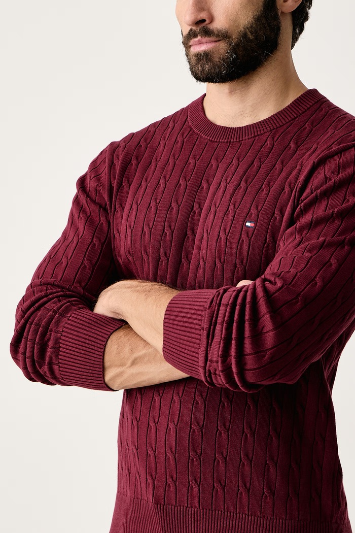 Sweter męski bawełniany Tommy Hilfiger MW0MW33132 bordowy