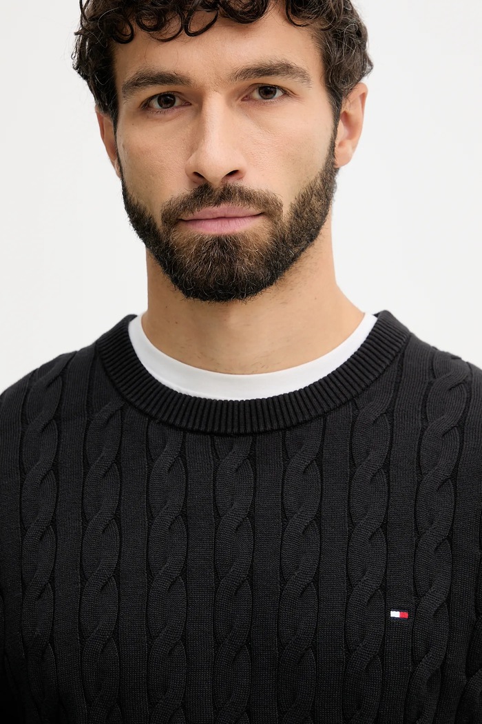 Tommy Hilfiger sveter pánsky bavlnený čierna MW0MW33132