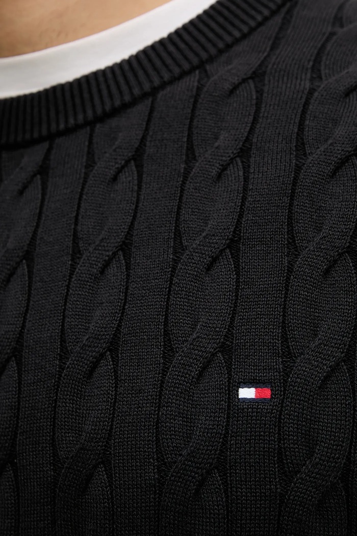 Tommy Hilfiger sveter pánsky bavlnený MW0MW33132 čierna