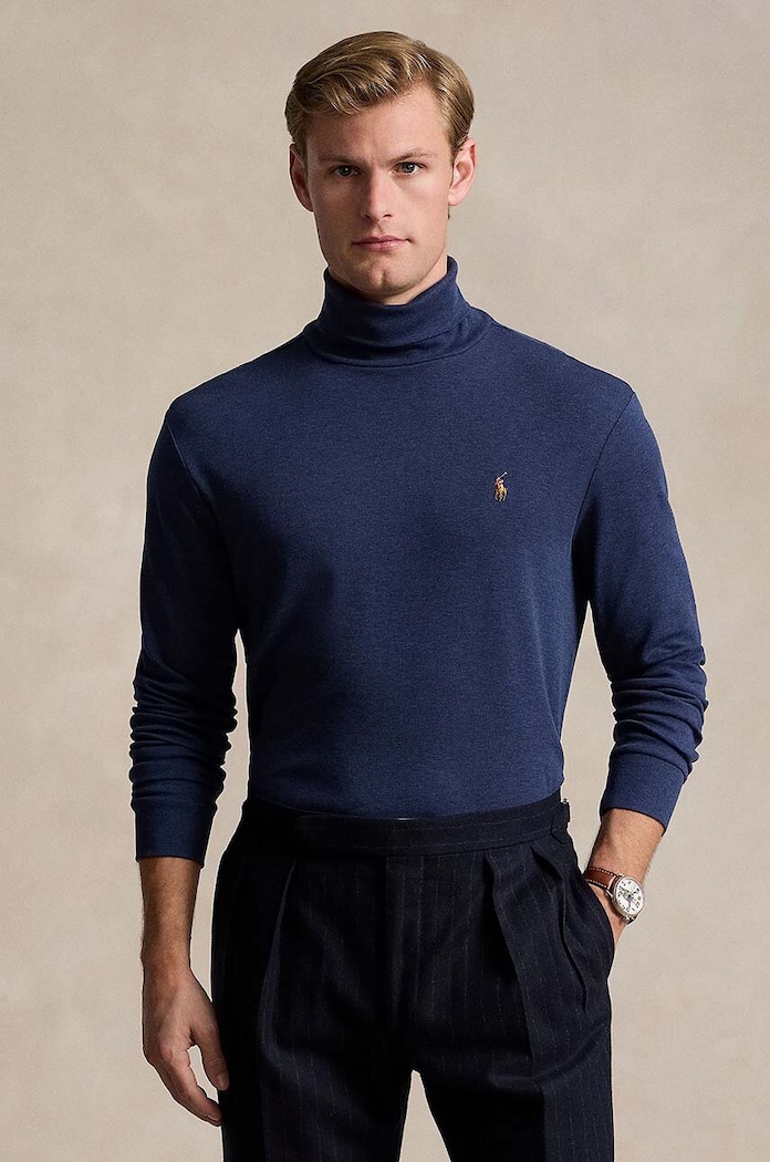 Βαμβακερό πουλόβερ Polo Ralph Lauren βαμβάκι σκούρο μπλε 710760126