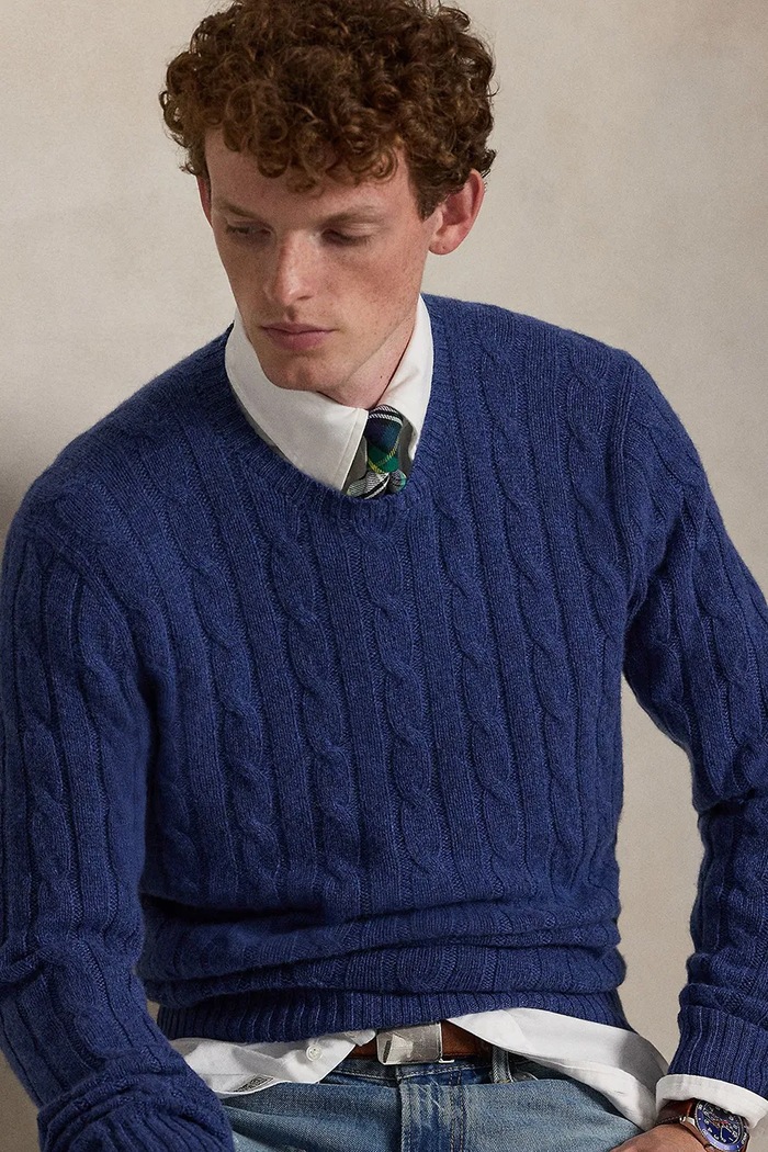 Πουλόβερ κασμίρ Polo Ralph Lauren σκούρο μπλε 710876728