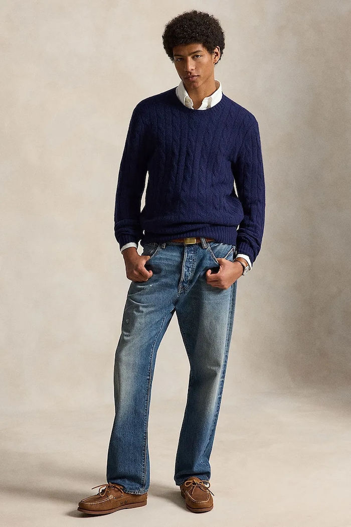 Odzież Polo Ralph Lauren sweter kaszmirowy 710876728 granatowy