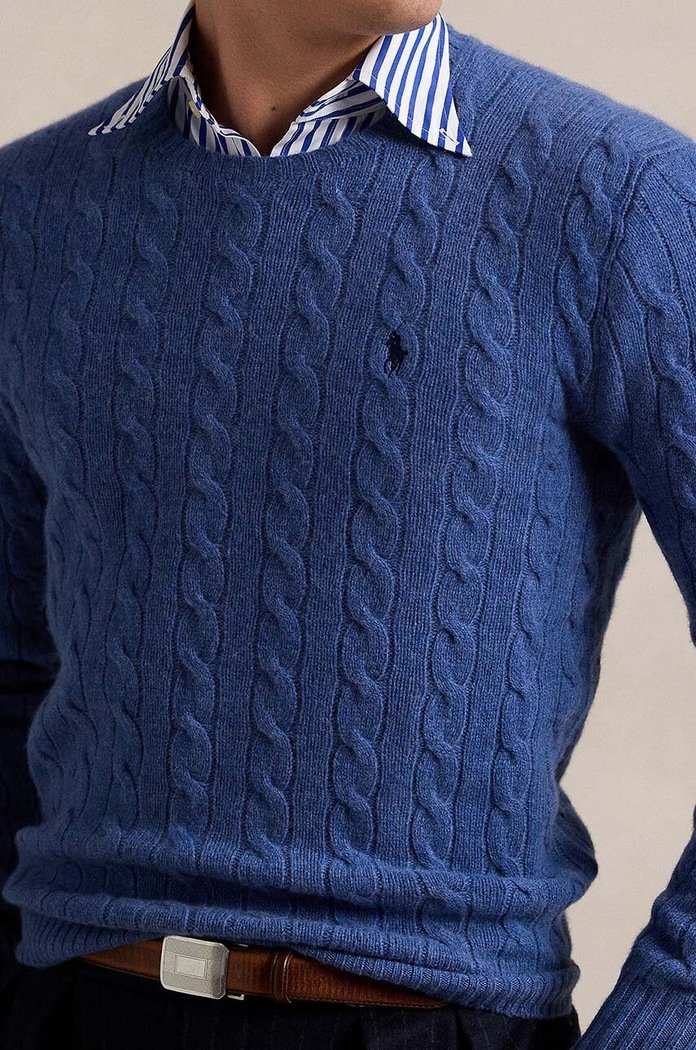 Polo Ralph Lauren sweter wełniany niebieski 710876762