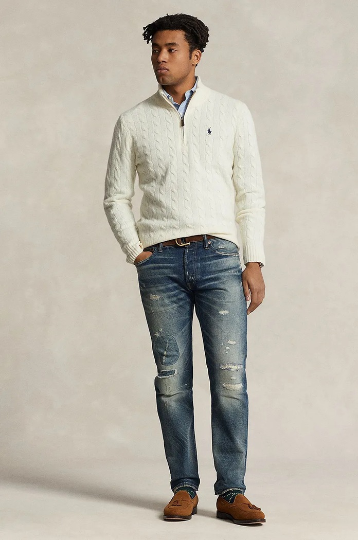 Odzież Polo Ralph Lauren Sweter męski wełniany 710876766 beżowy