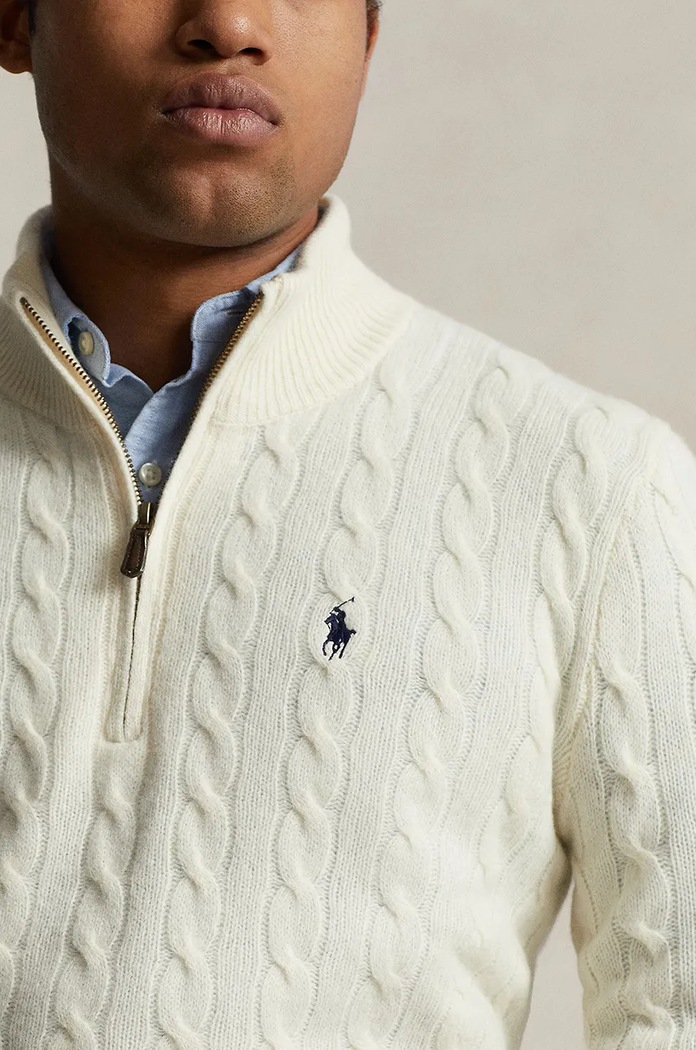 Sweter męski wełniany Polo Ralph Lauren 710876766 beżowy
