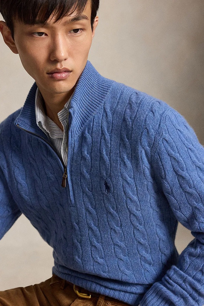 Sweter męski wełniany Polo Ralph Lauren 710876766 niebieski