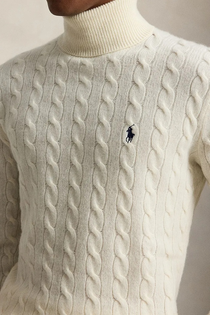Golf męski wełniany Polo Ralph Lauren 710876836 beżowy