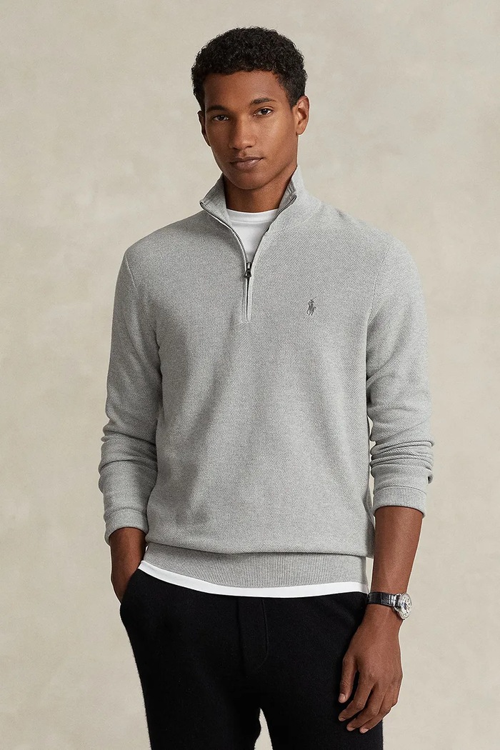 Polo Ralph Lauren pamut pulóver gombolós szürke 710932304