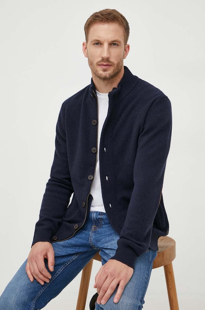 Barbour Gyapjú kardigán sötétkék MKN0731