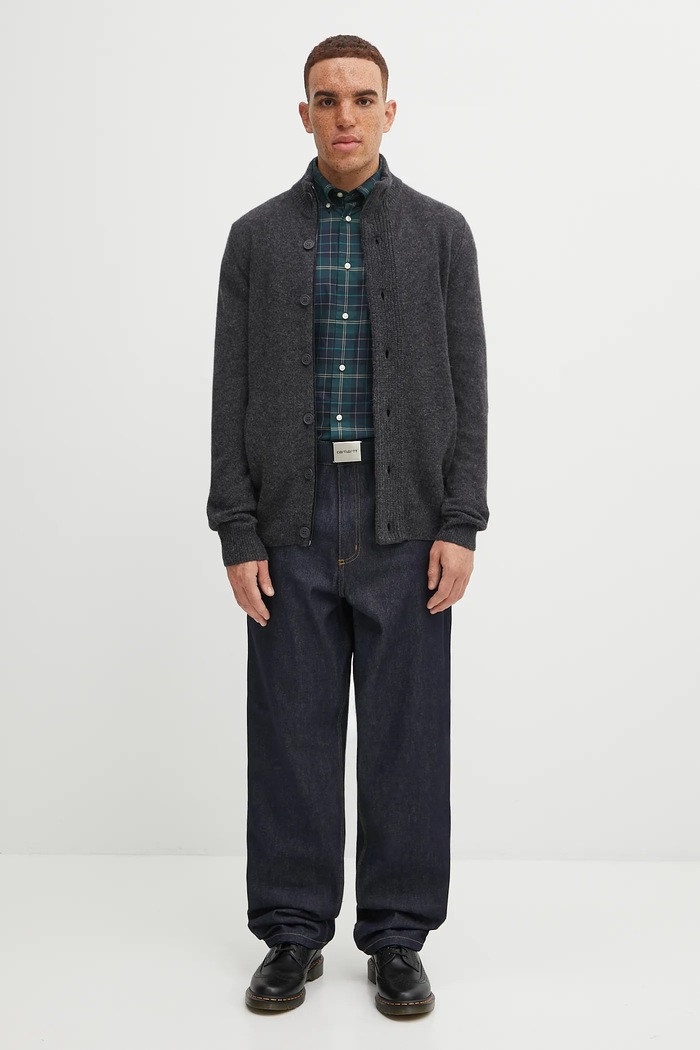 Шерстяной кардиган Barbour Barbour серый MKN0731