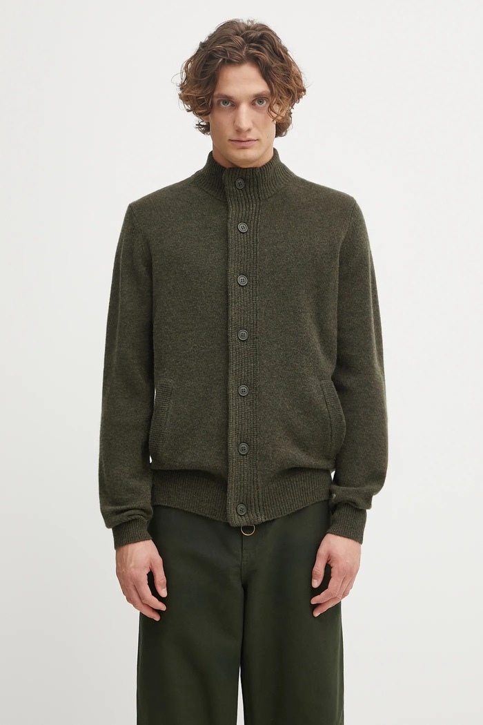 Barbour Cardigan in lana verde MKN0731