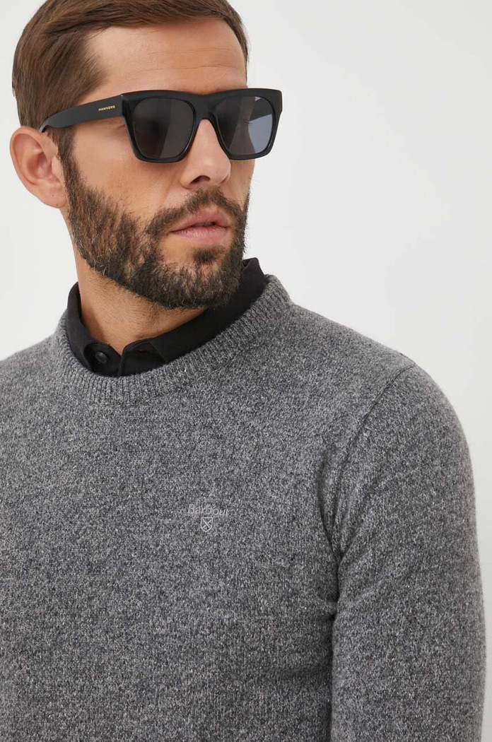 Barbour sweter wełniany szary MKN0844