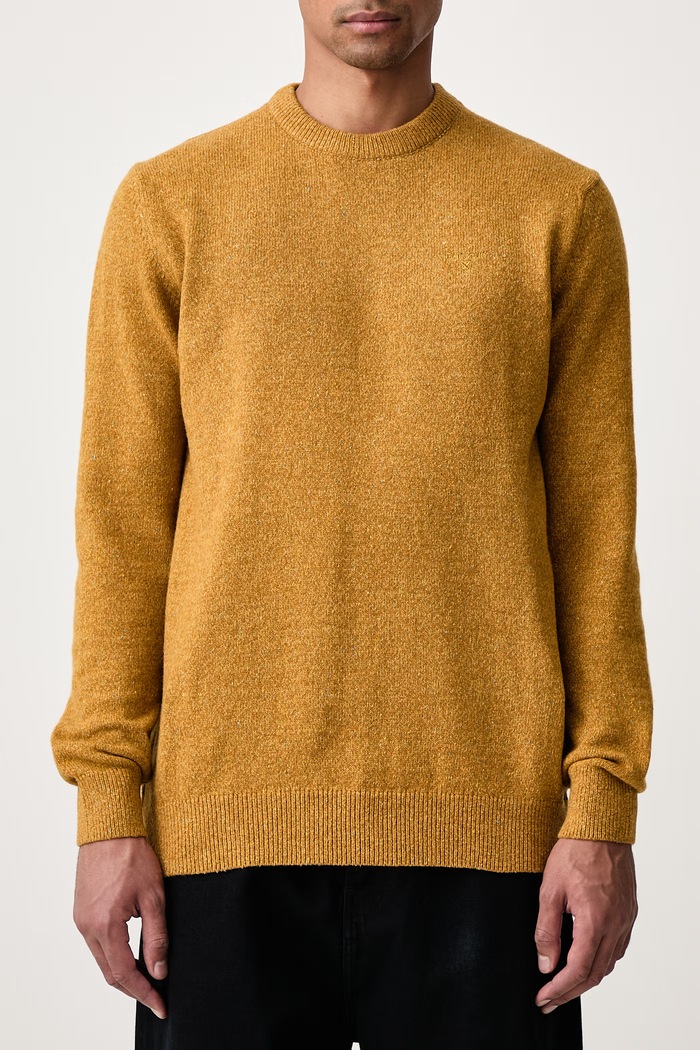 Sweter męski z wełną Barbour żółty MKN0844