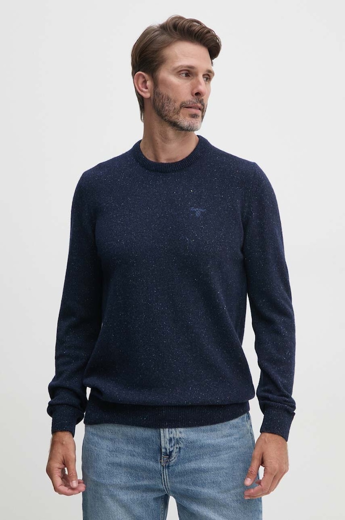 Barbour sweter wełniany granatowy MKN0844
