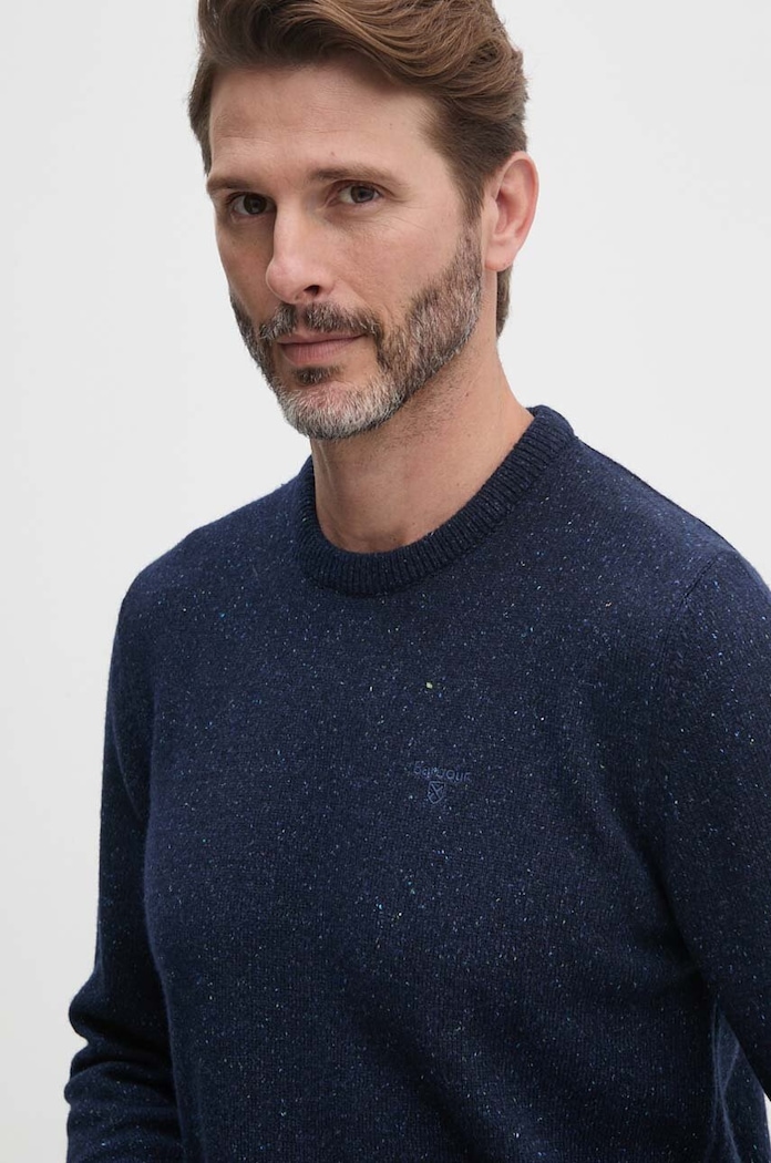 Barbour sweter wełniany granatowy MKN0844