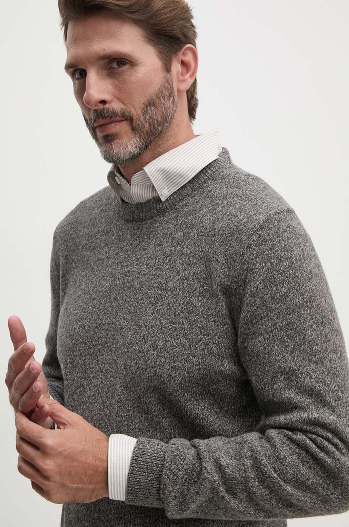 Μάλλινο πουλόβερ Barbour γκρί MKN0844