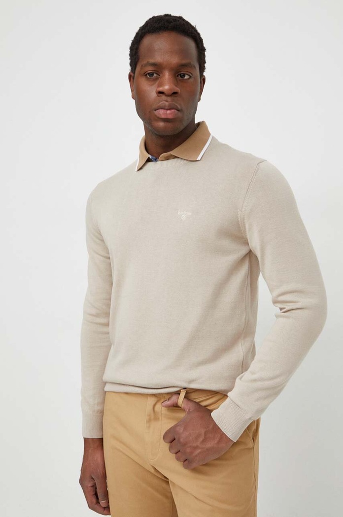 Bombažen pulover Barbour Essentials bež MKN0932