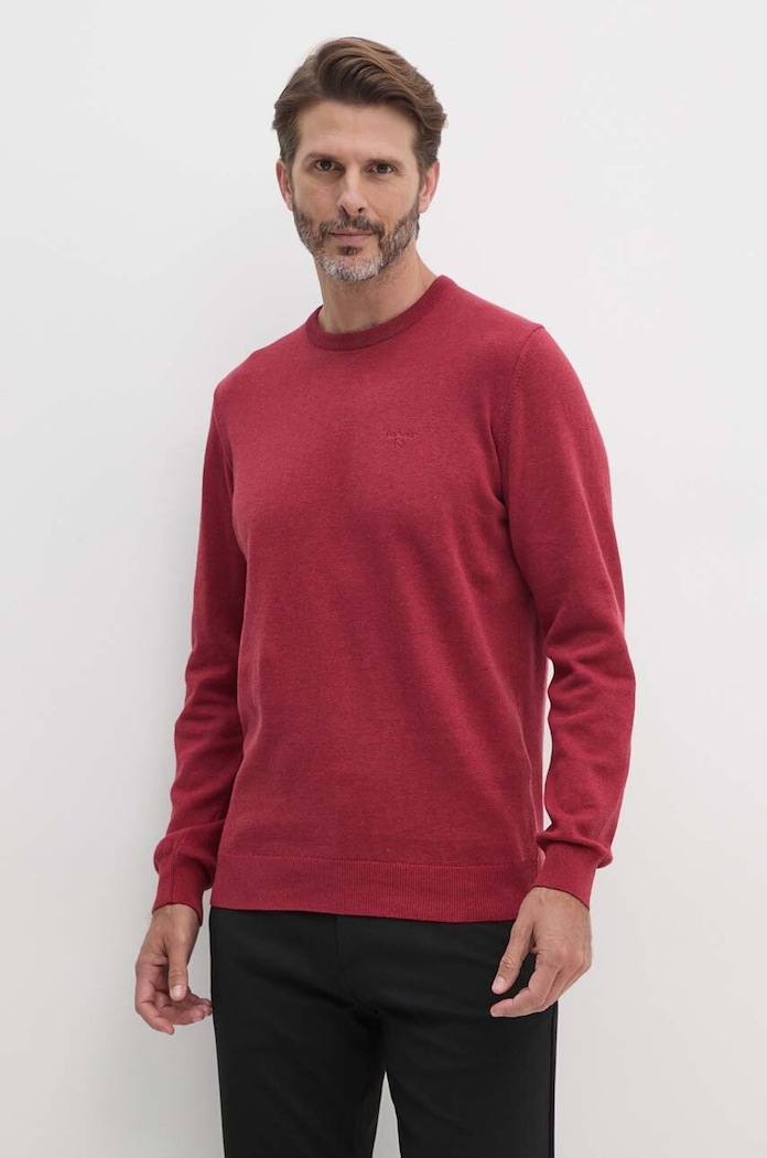 Barbour sweter bawełniany Essentials czerwony MKN0932