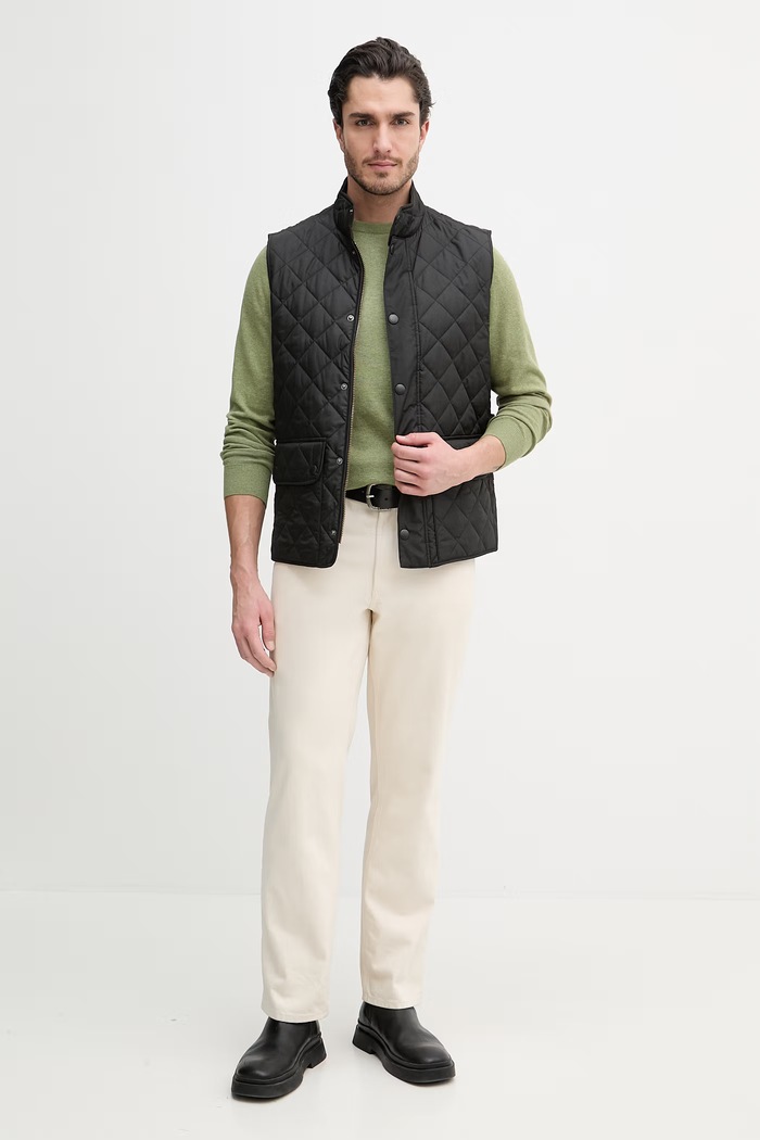 Bombažen pulover Barbour Essentials MKN0932 zelena AA00