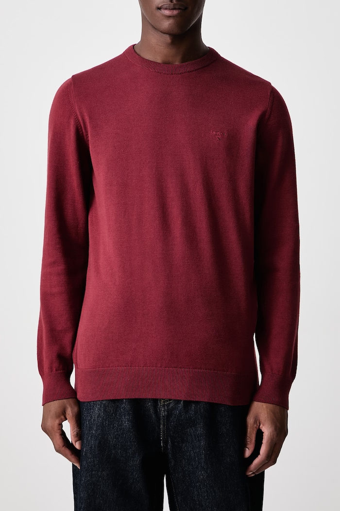 Sweter męski bawełniany PIMA Barbour bordowy MKN0932
