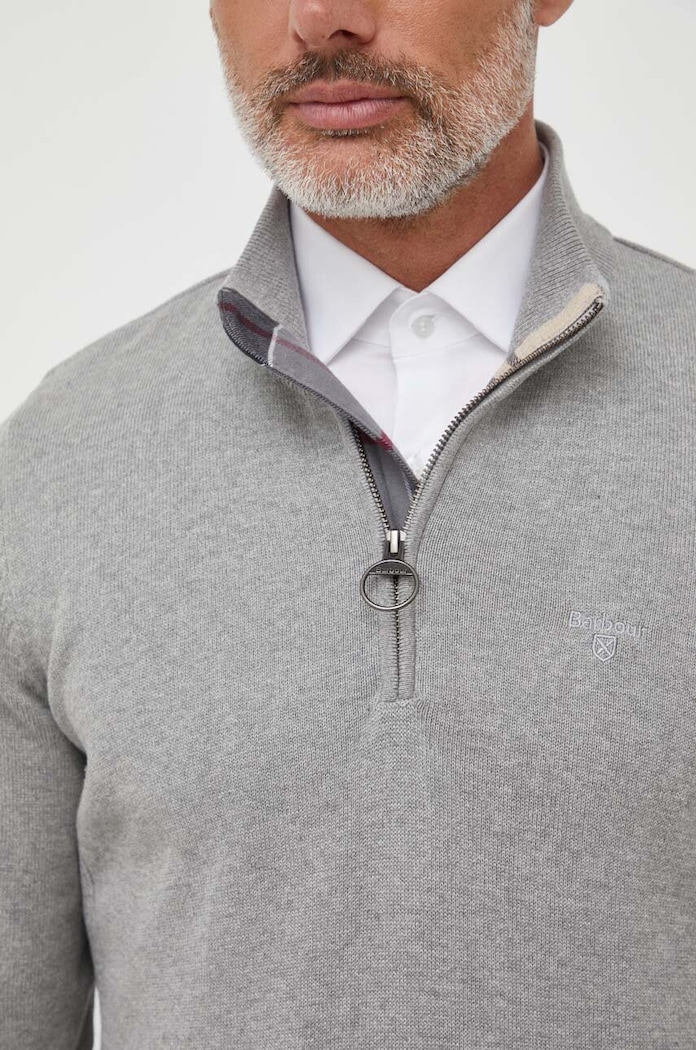 Barbour sweter bawełniany MKN1074 szary