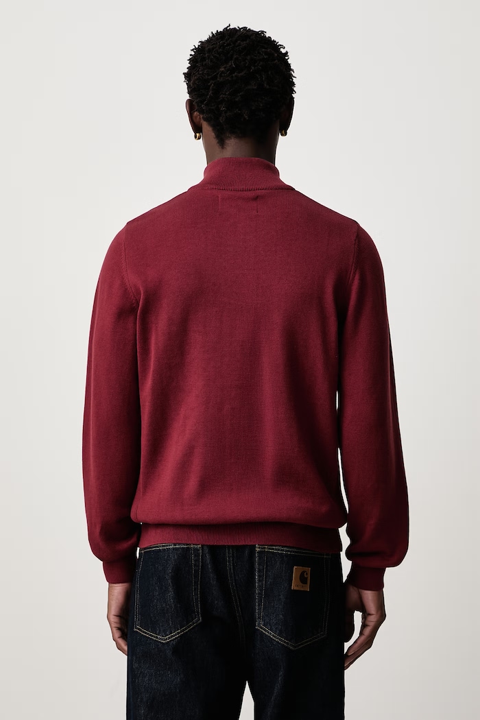 Odzież Barbour Sweter męski bawełniany ESSENTIALS MKN1074 bordowy