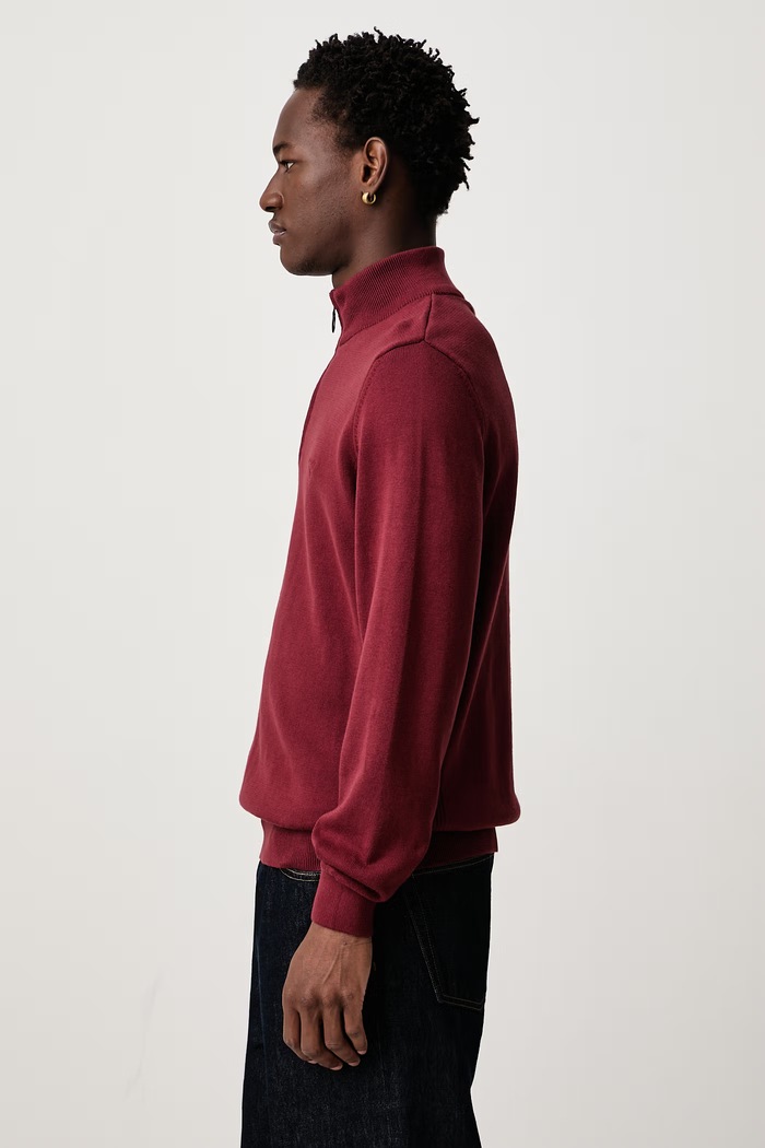 Sweter męski bawełniany ESSENTIALS Barbour MKN1074 bordowy