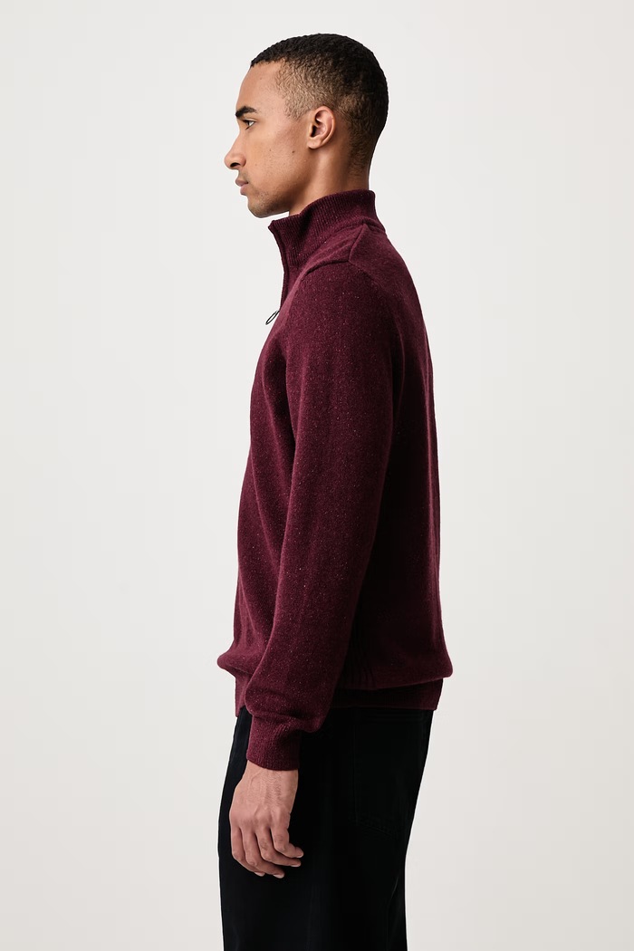 Sweter męski z wełną TISBURY Barbour MKN1187 bordowy