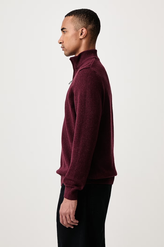 Sweter męski z wełną TISBURY Barbour MKN1187 bordowy