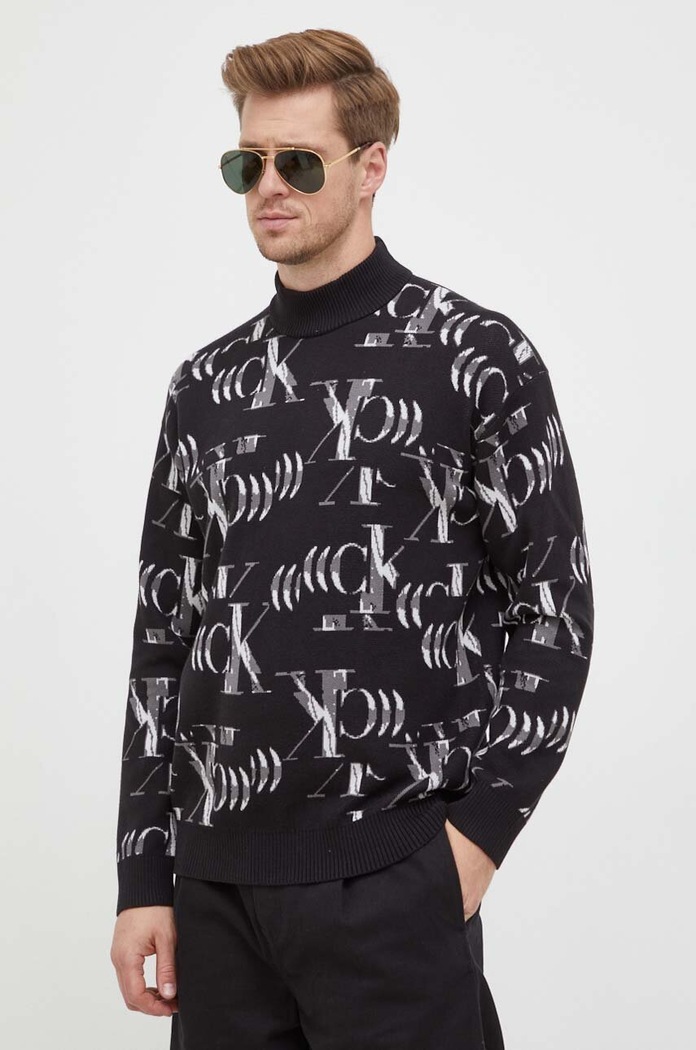 Памучен пуловер Calvin Klein Jeans памук черен J30J324788