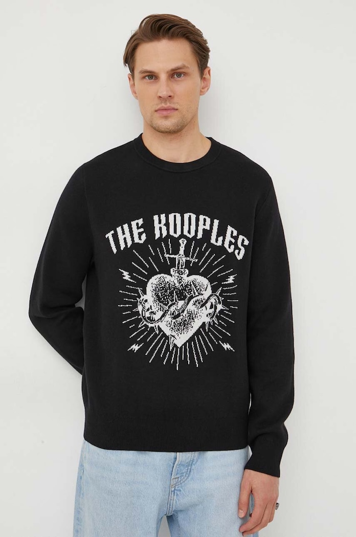 Πουλόβερ με προσθήκη μαλλιού The Kooples με μείγμα μαλλιού μαύρο HPUL27024K