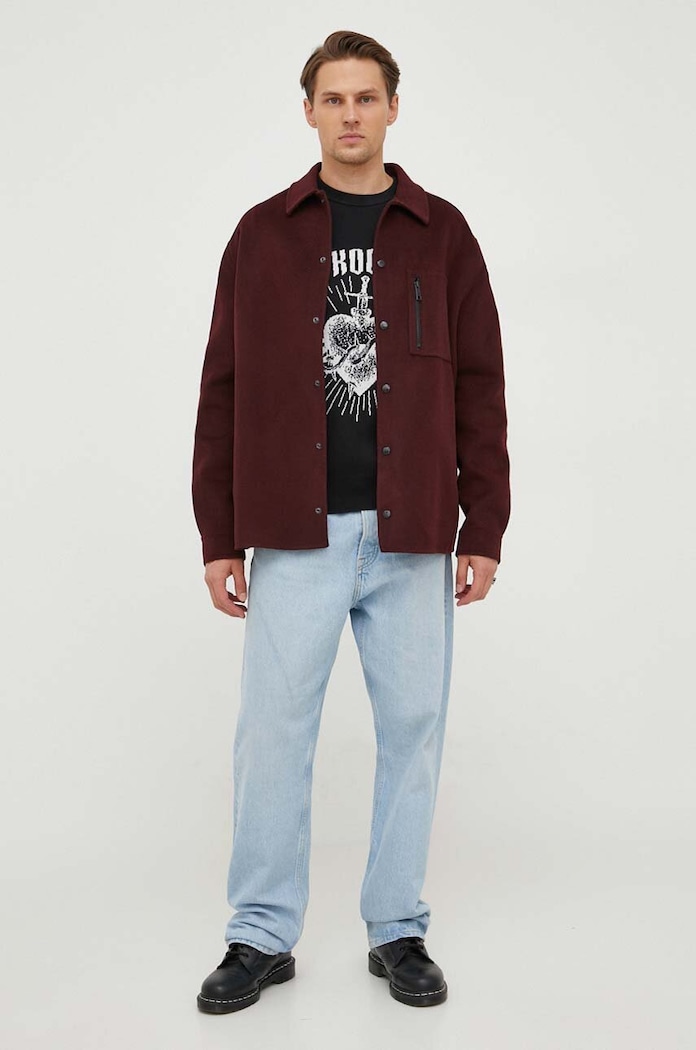 Πουλόβερ με προσθήκη μαλλιού The Kooples HPUL27024K μαύρο AW23
