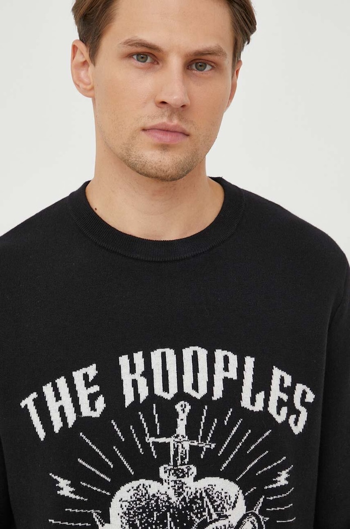 Πουλόβερ με προσθήκη μαλλιού The Kooples μαύρο HPUL27024K