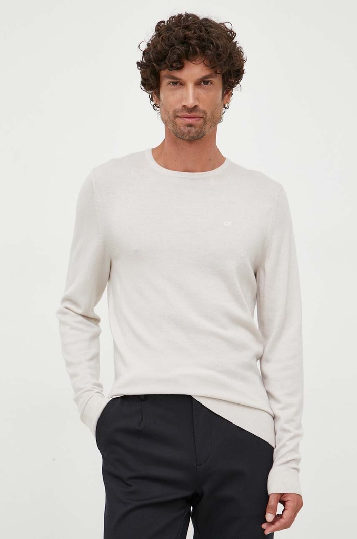 Vlnený sveter Calvin Klein vlna béžová K10K109474